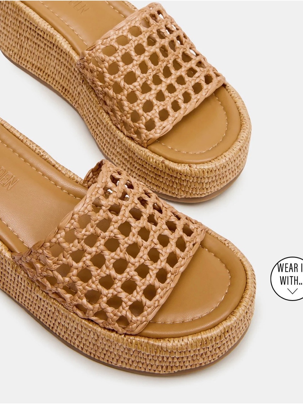 Steve Madden Woven Platform Slide Sandals - Tan